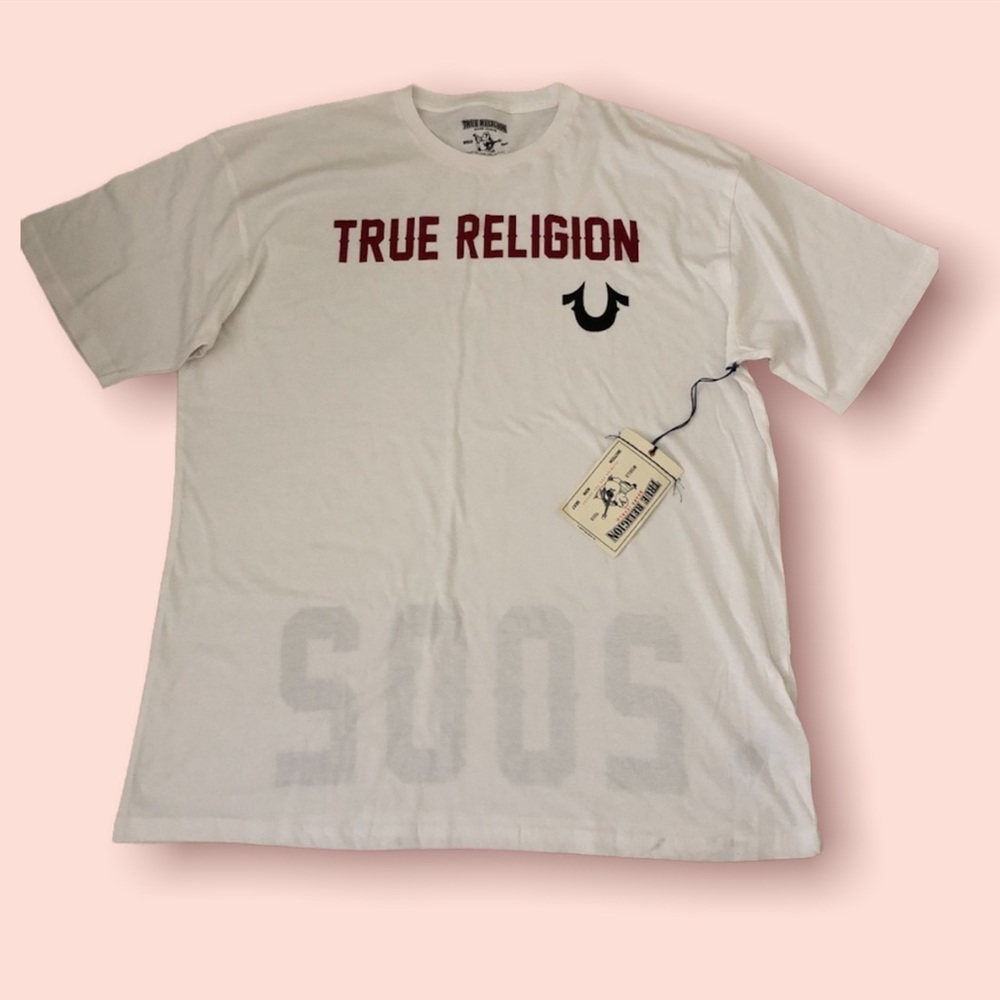 True Religion Mens White Crewneck Tee